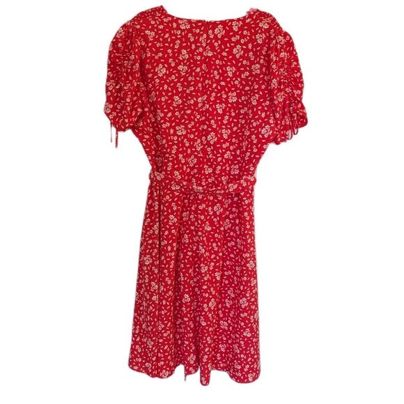 Lauren Ralph Lauren Red Floral Midi Dress Button Front Size 16W - Picture 2 of 11